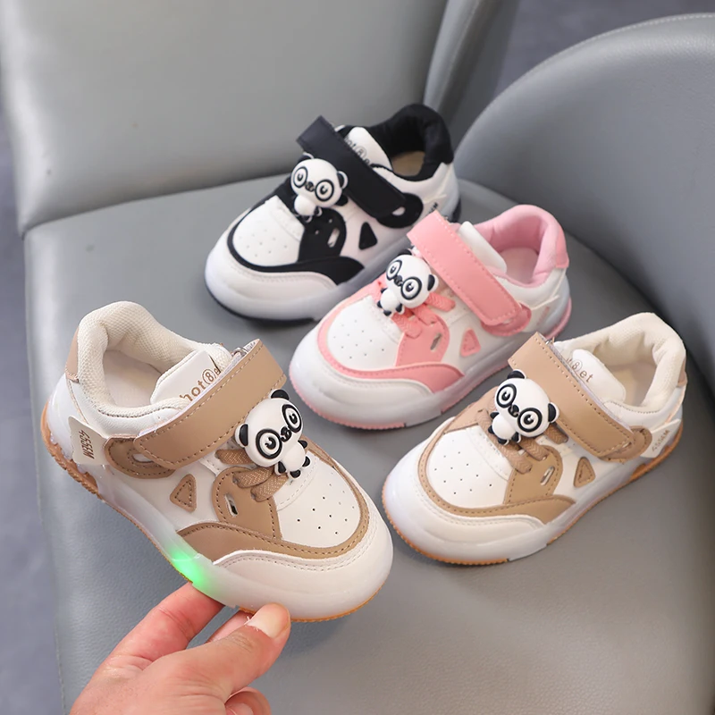 MGO Kids Sports Casual Shoes for Boys and Girls Children's Low-Cut Shoes Glow Shoes Panda Children's Casual Shoes Boys Sports S view 5