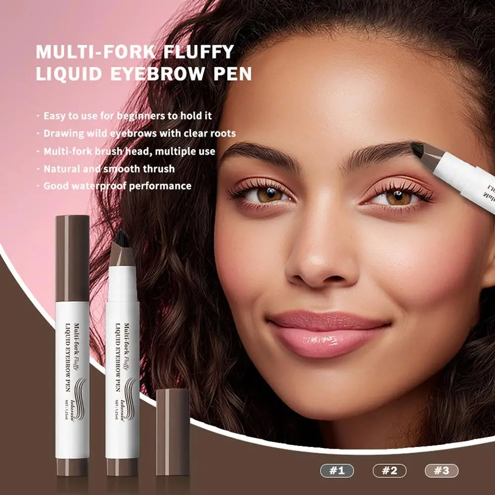 1pc Wenkbrauw Pen Waterdicht Multi Split Tip Wenkbrauwen Wenkbrauw Tattoo Pen Zwart Potlood Wenkbrauw Pen Vloeibare Make-Up Waterdicht T0O6