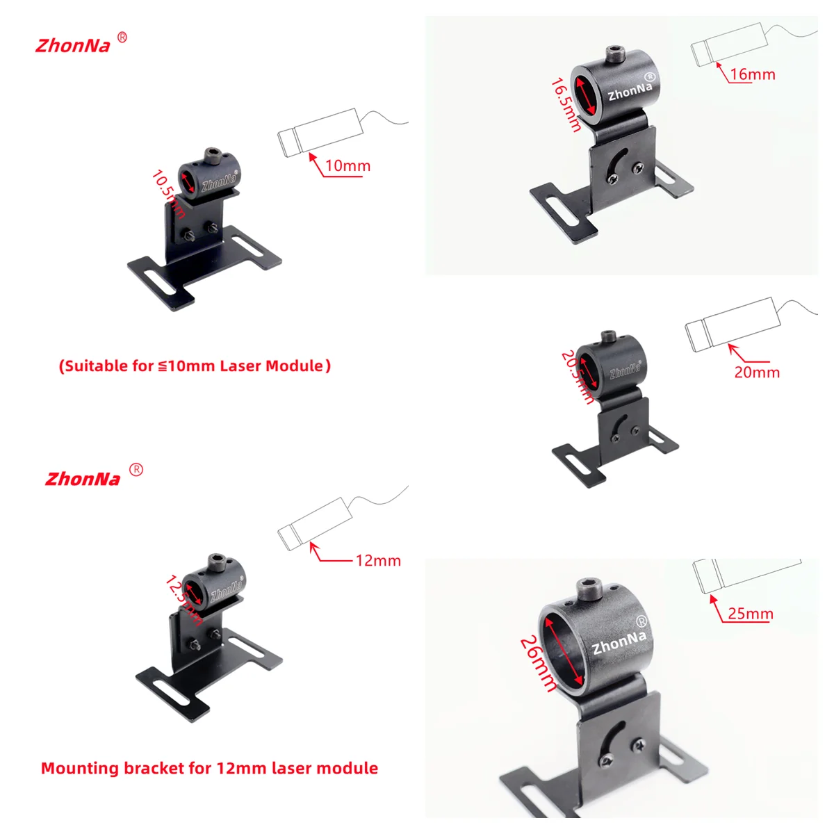 Localisateur de ligne Laser pour Machine à bois, 16mm, support métallique pour bricolage, support de positionnement, axe rotatif, Module 12mm, 16mm, 20mm, 25mm en option