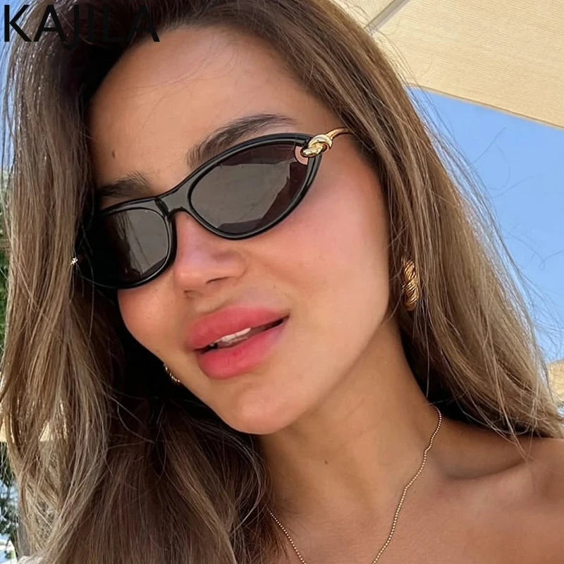 

Small Frame Cat Eye Punk Sunglasses Women 2025 Luxury Brand Vintage Metal Oval Sun Glasses For Ladies Sexy Cateye Shades UV400