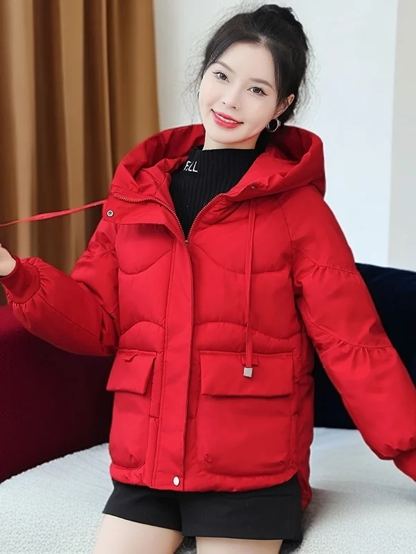 

Women's Thiened Hooded Cotton Jaet Warm Winter Outerwear Korean Sle Versatile ort Size Small Faionable Coat