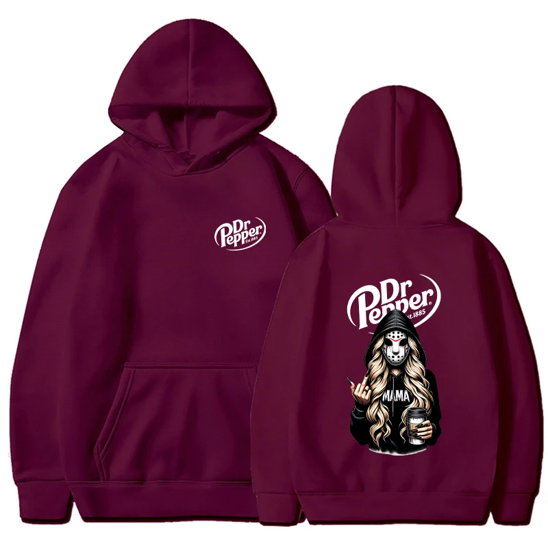 Killer Mama Dr Pepper Halloween Harajuku Print Men's and Women's Casual Fashion Hooded Long-Sleeved Sweatshirt Street Tops