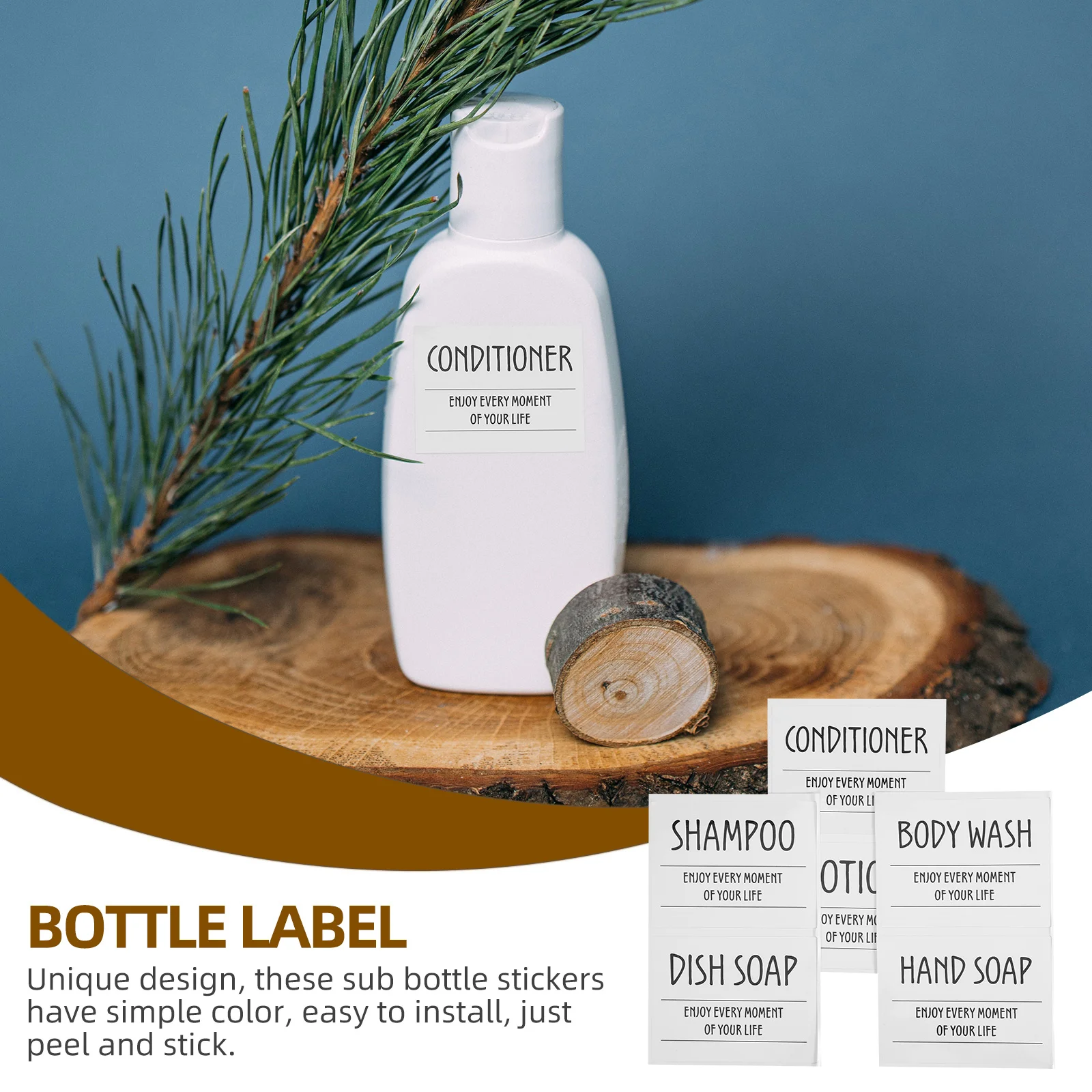 

1 Sheet Waterproof Label Stickers for Shampoo Bottles Bathroom Dispenser Containers Lotion Jars Self-Adhesive Peel and Stick