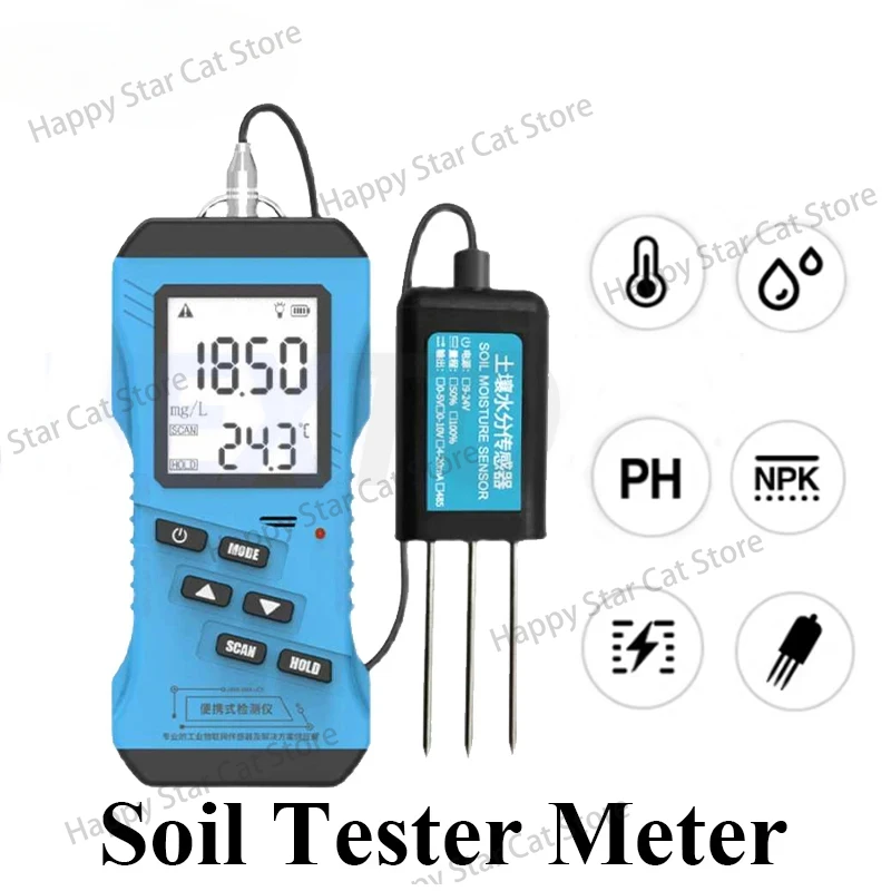 7 in 1 Rapid Soil tester Meter Nitrogen Phosphorus Potassium N P K PH Humidity Moisture Nutrient Conductivity Tester EC Meter