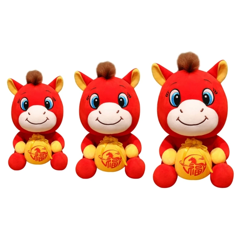 

Lucky Horse Plush Toy PP Cotton Filled Decorative Stuffed Animals Zodiacal Toy For Bedroom Office And Festival Display 15UB