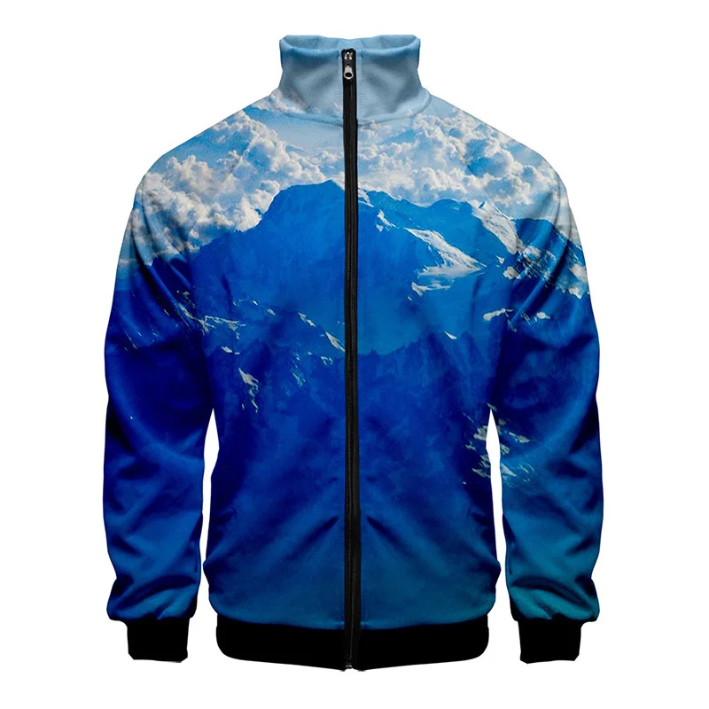 3D Snow Mountain Scenery Print Jacket Funny Landscape Graphic Jackets For Men Children Fashion Streetwear Clothing Clothes Tops