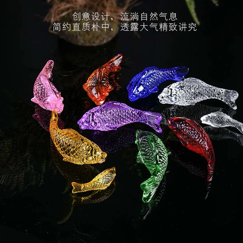 HOME Store mascot  fishbowl decorative art Bring in wealth treasure Money good luck Fortune 7 color 3D crystal gold fish M