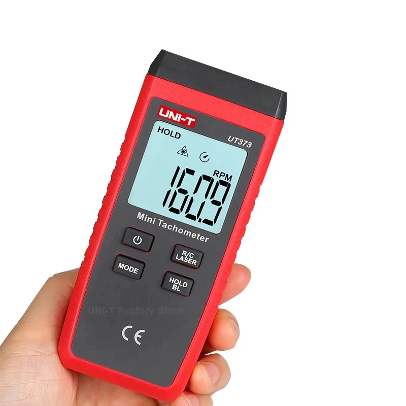 Tachometer Laser Digital Mini, UNI-T UT373, Laser Digital Mini, Tachometer Universal tanpa kontak, pengukur kecepatan rotasi 99999 RPM, Tachometer lampu latar LCD