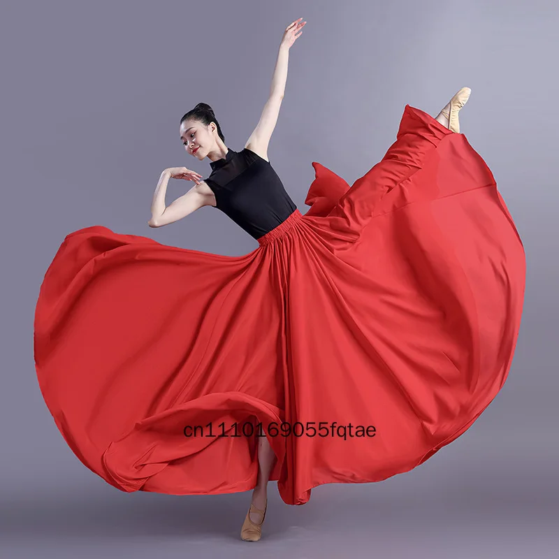 

Chinese National Style Dance Dress 720 Degree Big Swing Skirt Chiffon Classical Dance Costume Elegant Performance Long Dress