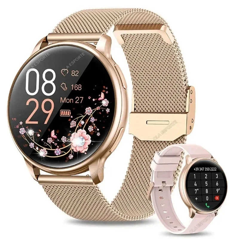 Nuevo reloj inteligente con llamada Bluetooth para mujer, control del ritmo cardíaco y de la presión arterial, relojes inteligentes impermeables para hombres, reloj inteligente para Samsung IOS