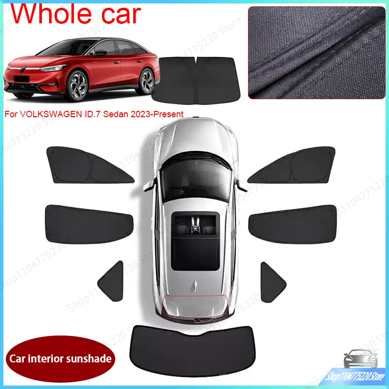 Black Privacy Window Sunshade Anti-UV Heat Insulation Interior Protect Cover Accessories For Volkswagen ID.7 2023-Present Car