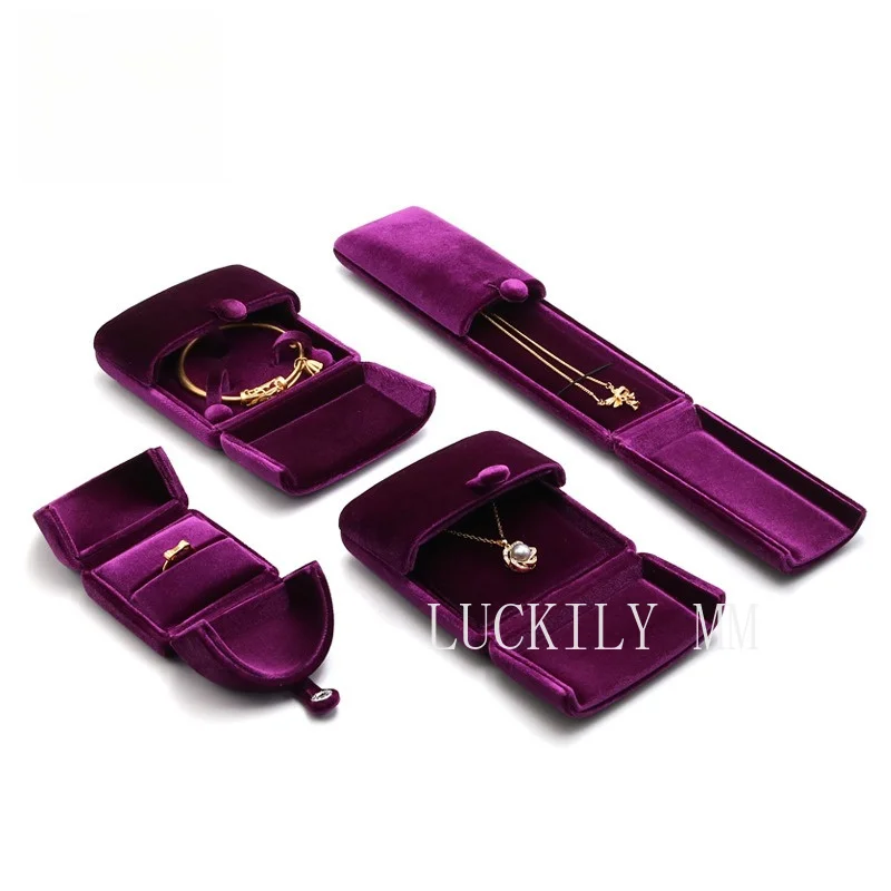 Double Opening Real Velvet Ring Paired Ring Earring Necklace Bracelet Box Jewelry Packaging Jewelry Display Stand