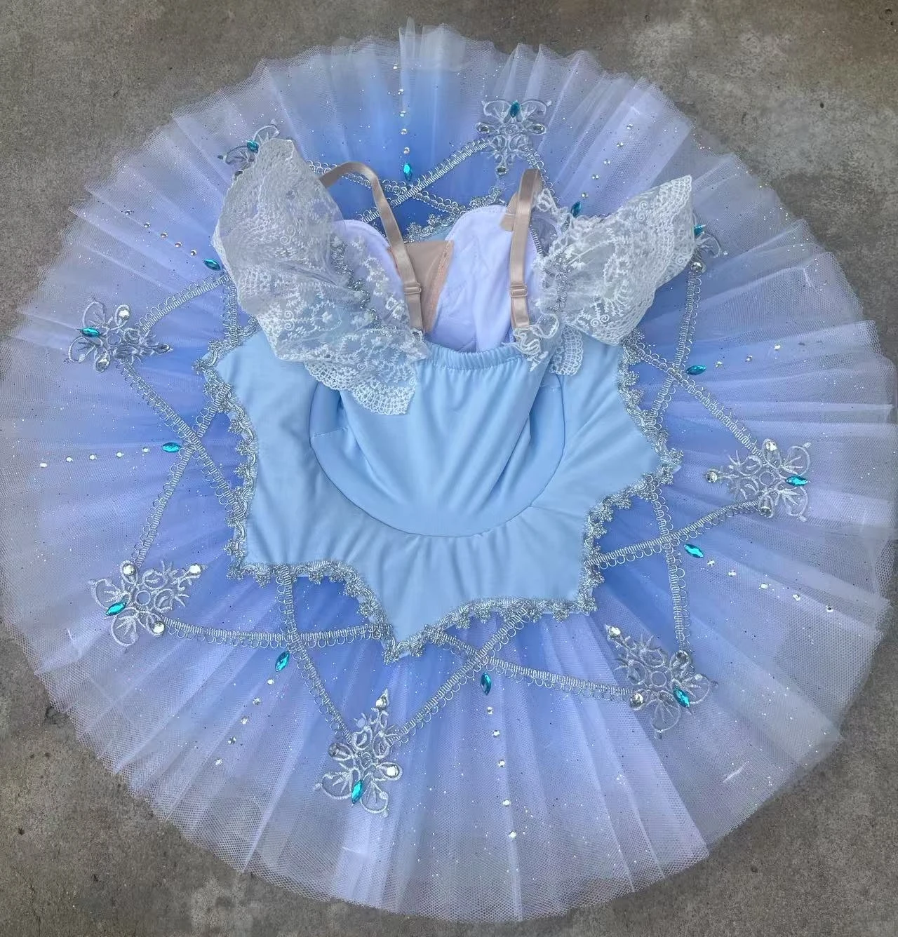 ブルーバレエドレス子供のための女の子バレエチュチュプロフェッショナル女性社交ダンス服モダンダンス衣装バレリーナ服