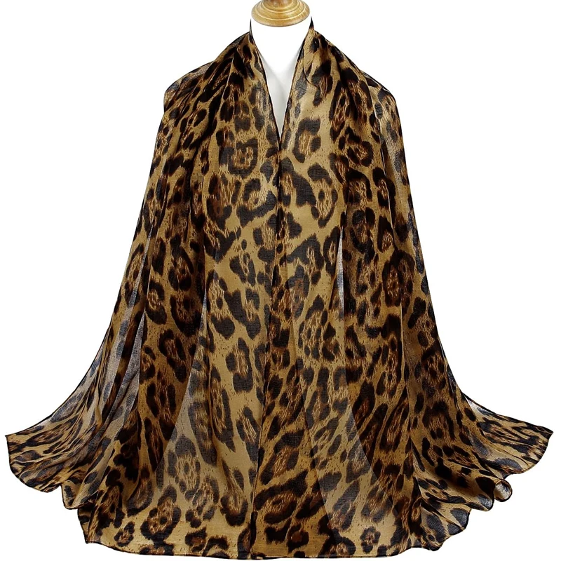 New Sunscreen Voile Thin Women Scarf Summer Girls Classic Leopard Print Scarves Soft Lady Foulard Viscose Female Wrap Shawls