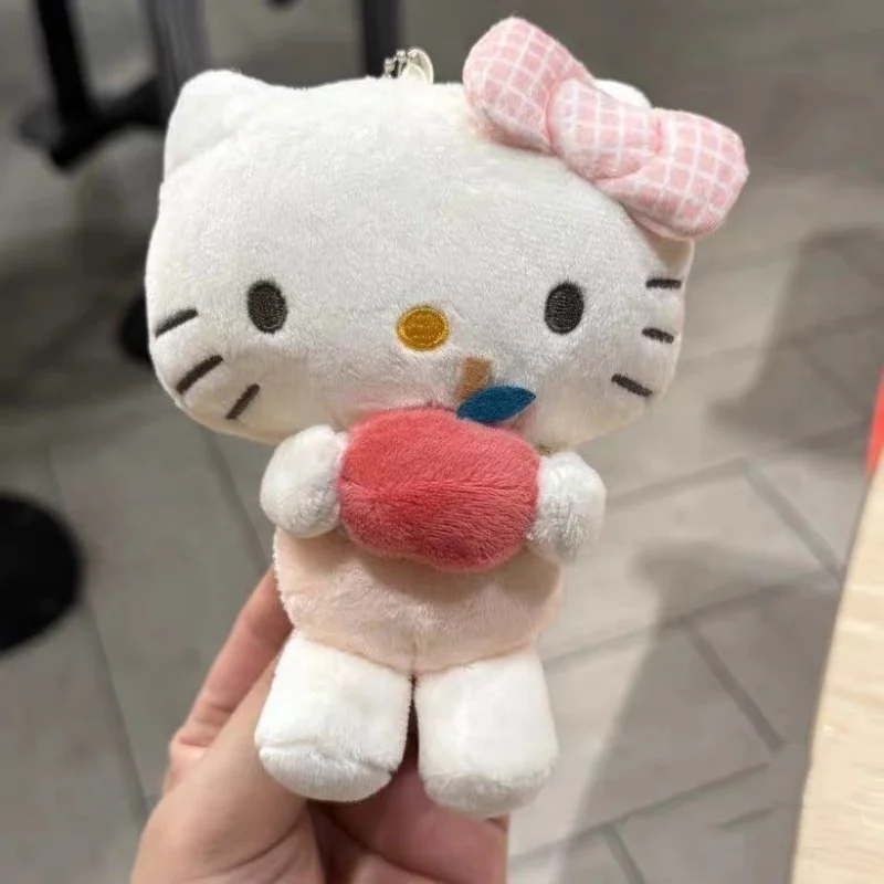 Sanrio Hello Kitty Pastoral Style Hug Red Apple Modeling Plush Keychain Backpack Decorations Car Key Pendant Birthday Gift