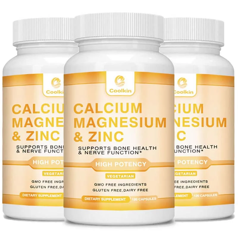 

Calcium Magnesium Zinc Capsules Vitamin D3 - Supports Bone, Muscle, Nerve Health and Promotes Calcium Absorption - 120 Capsules