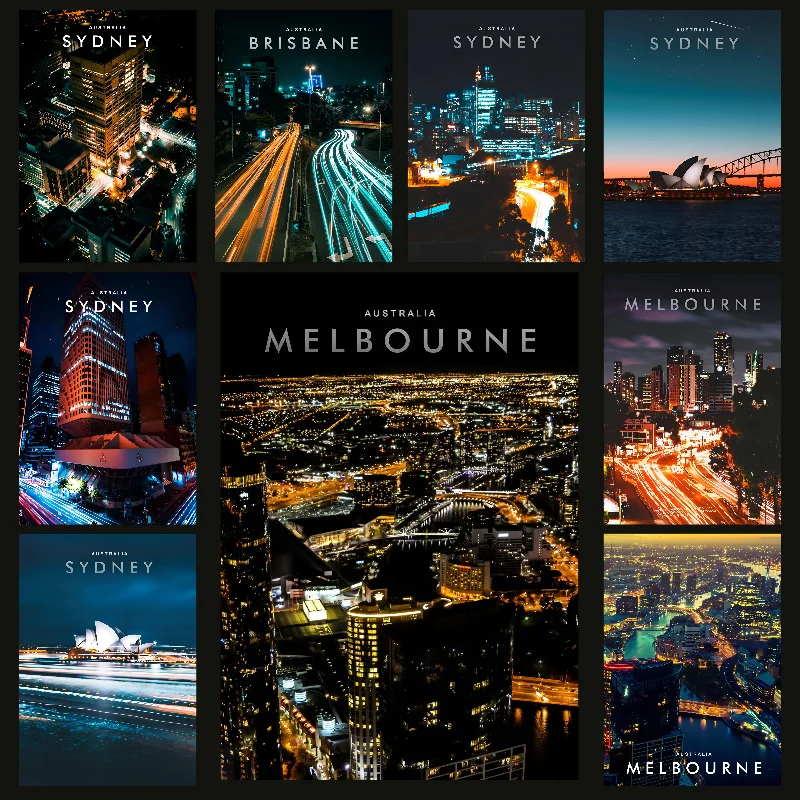 Melbourne Sydney Canberra Perth Australia Travel Poster Self-adhesive Art Waterproof Paper Sticker House Bar Room Wall Decor