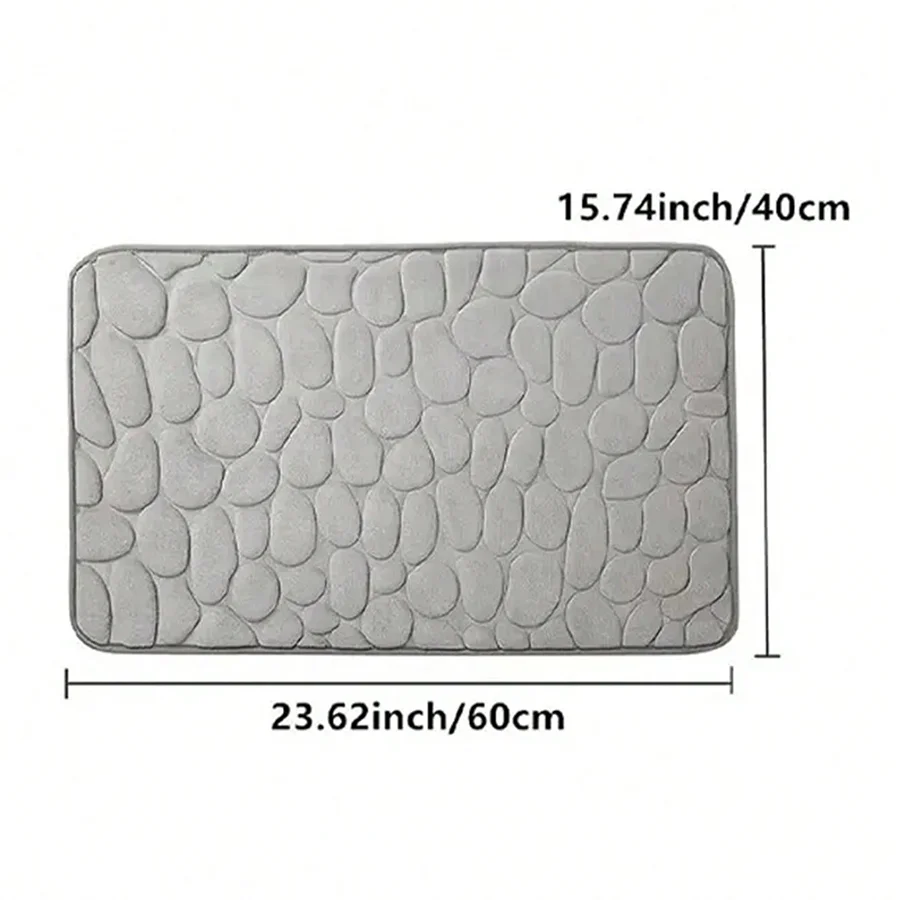 3D Non Slip Bathroom Mat Cobblestone Embossed Bath Mats Absorbent Doormat Carpet Door Floor Mats Machine Washable Quick Drying