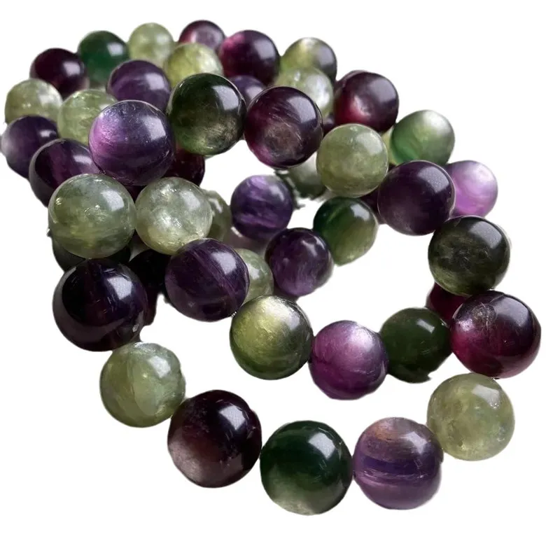 

6A Lepidolite PURPLE GREEN round 15mm bracelet 17cm FPPJ wholesale beads nature 1PIECE