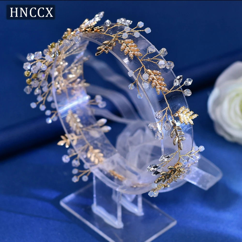 HNCCX Handmade Headbands for Brides Rhinestone Headwear Bridal Opal Diamond  Alloy Leaf Wedding Hair Ornaments for Women CP235