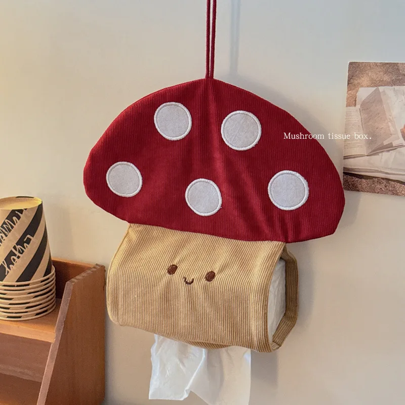 

Tissue Box Cute Mushroom Household Living Room Bedside Wall-mounted Carton Student Dormitory Hanging Tissue Storage Bag