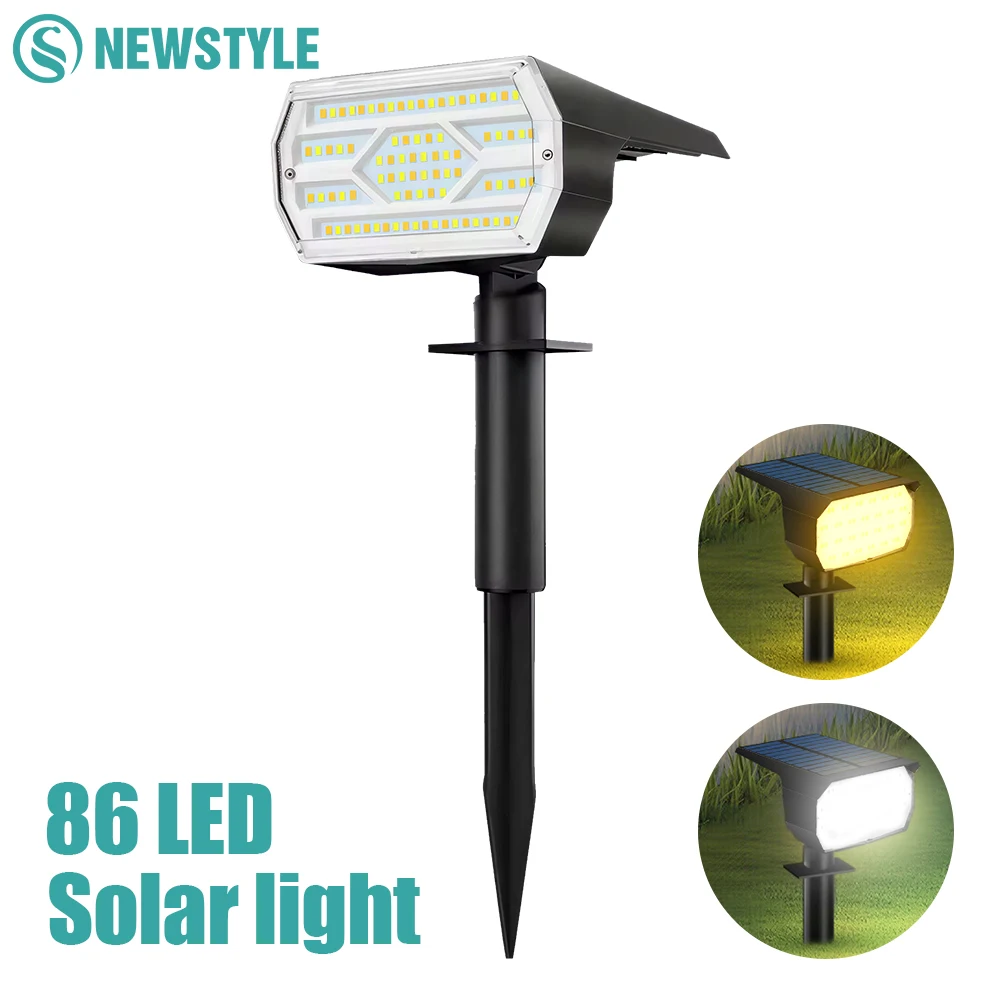 86LED Solar Spot Lights Outdoor Waterproof IP65 Solar Powered 3 Lighting Modes Solar Landscape Spotlight For Garden Flood Light