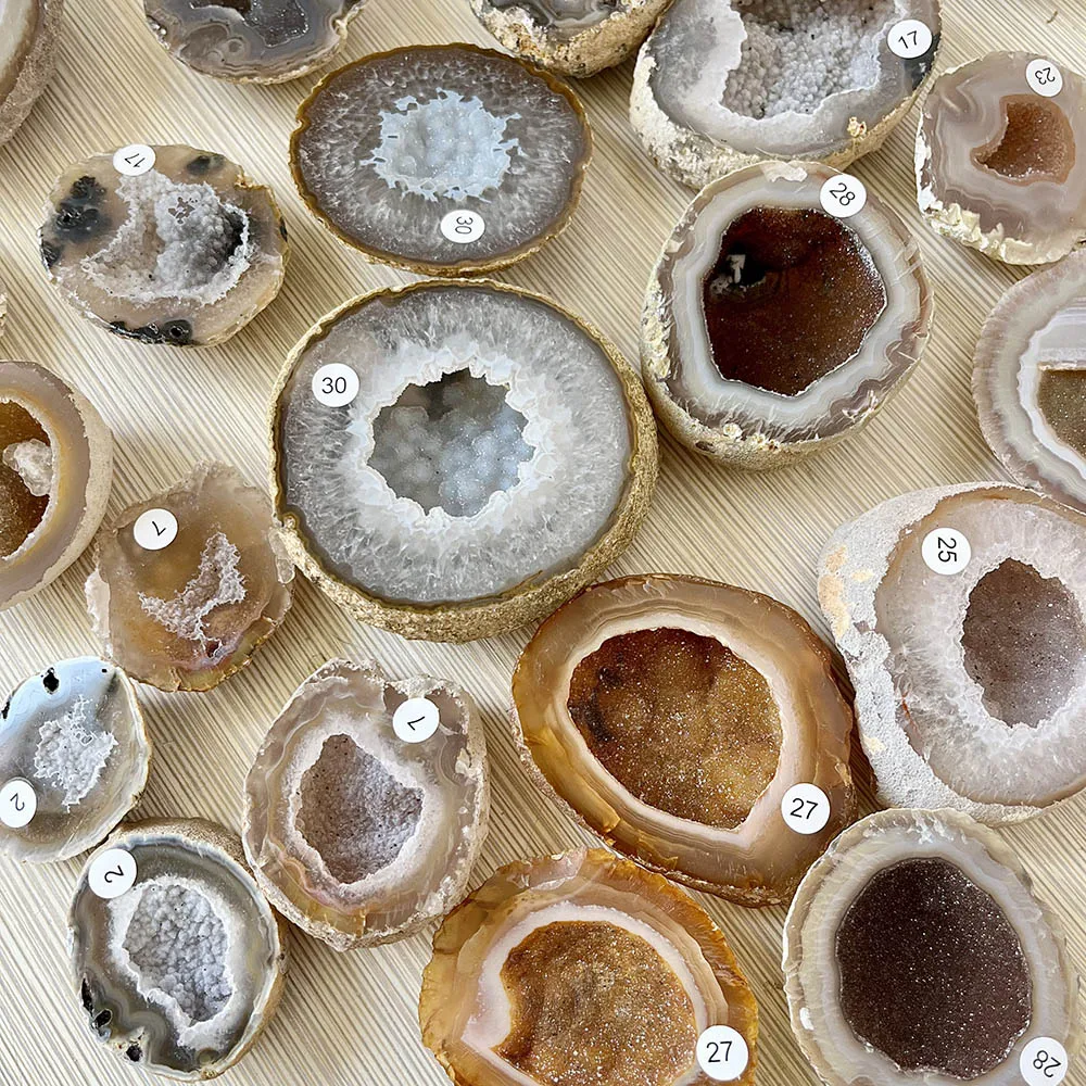 Natural Agate Geode Crystal Cluster Bowl Raw Stone Mineral Specimen Home Tabletop Decor Gift For Crystal Collectors Room Ornamen