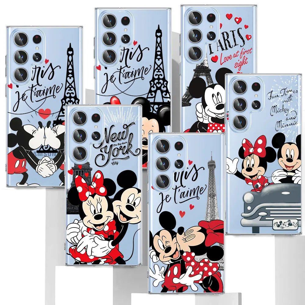 Mickey Minnie London Kiss Case for Samsung Galaxy S22 S10 S21 S24 S9 S23 Ultra S20 FE S10e S8 Plus TPU Transparent Phone Cover