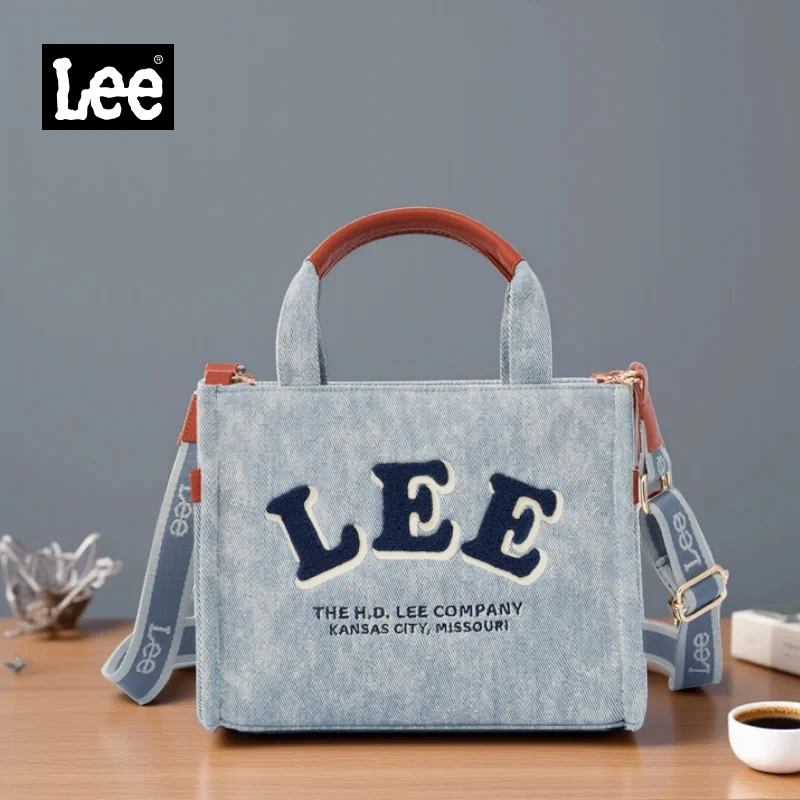 

LEE Retro Designer Women Washed Denim Crossbody Shoulder Bag Leisure Lady Daily Commute Large Jeans Handbag Tote Bags Traveling