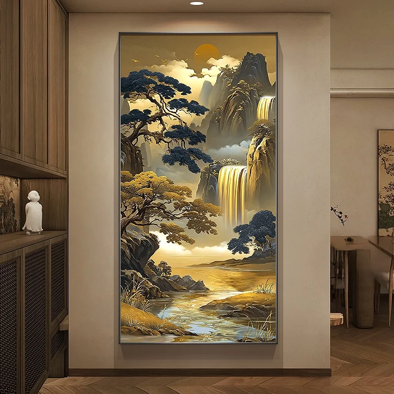 Flowing Water Generates Wealth LED Decorative Paintings Home Decoration Wall Lamp Living Room Bedroom Sofa Corridor Mural Lights