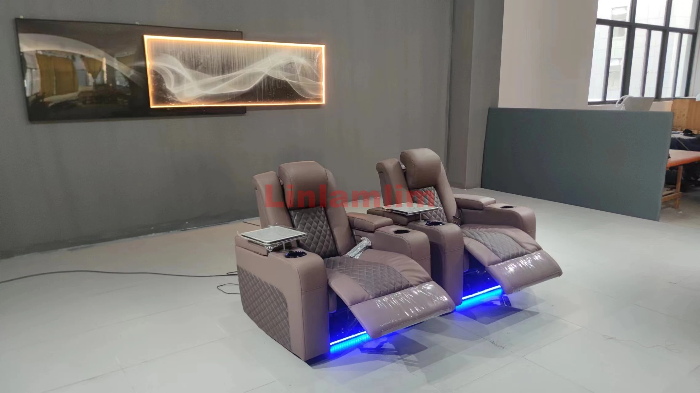 MANBAS Electric Reclining Armchair Genuine Leather Dual Motors Recliner Couch Multifunctional Massage Chair Power Accent Chairs