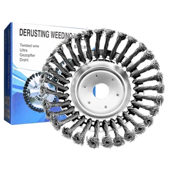 New upgrade 6/8 inch weed brush cutter head lawn mower universal grass trimmer head steel wire wheel brush garden trimmer head