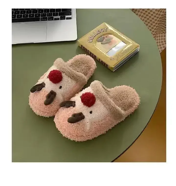 Winter-Weihnachts-Hausschuhe für Damen, Herren, weiche, rutschfeste Sandalen für den Innenbereich, warme, flache Plüsch-Slides für Paare, Unisex, niedliche Schuhe für Erwachsene – Detail 13