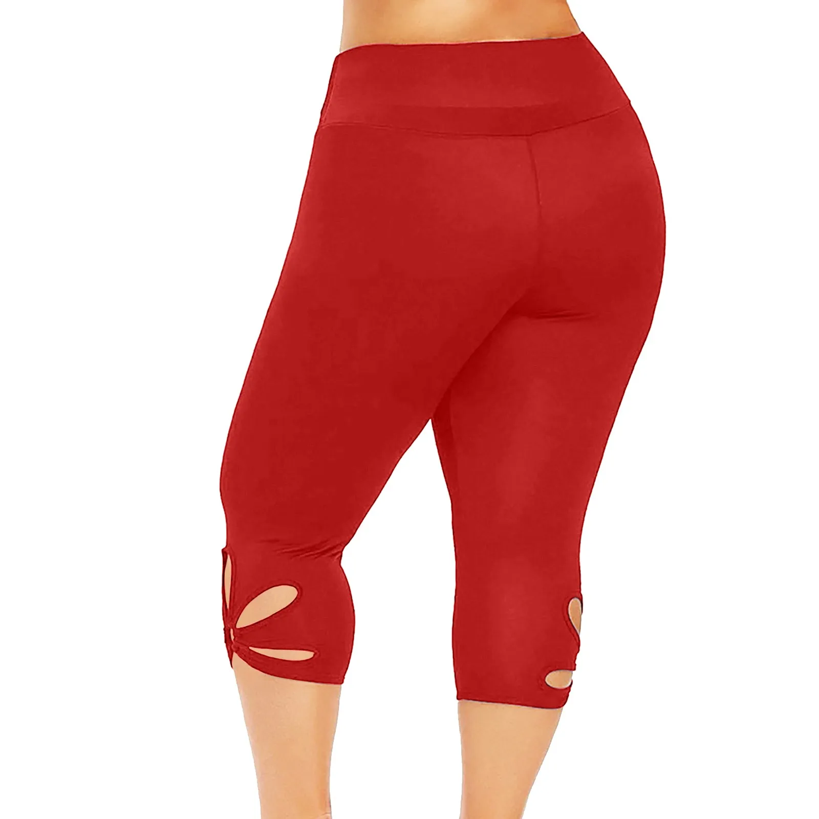 Solid Hollow Leggings Fashion Elastic Pants Women Waist Casual Plus Pants Anti Rub Hip Lifting Yoga Exercise Cycling Pants