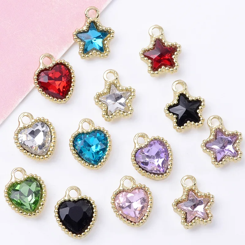 

100Pcs sets DIY handmade earrings necklace pendant material mini color love five-pointed star accessories pendant wholesale sale