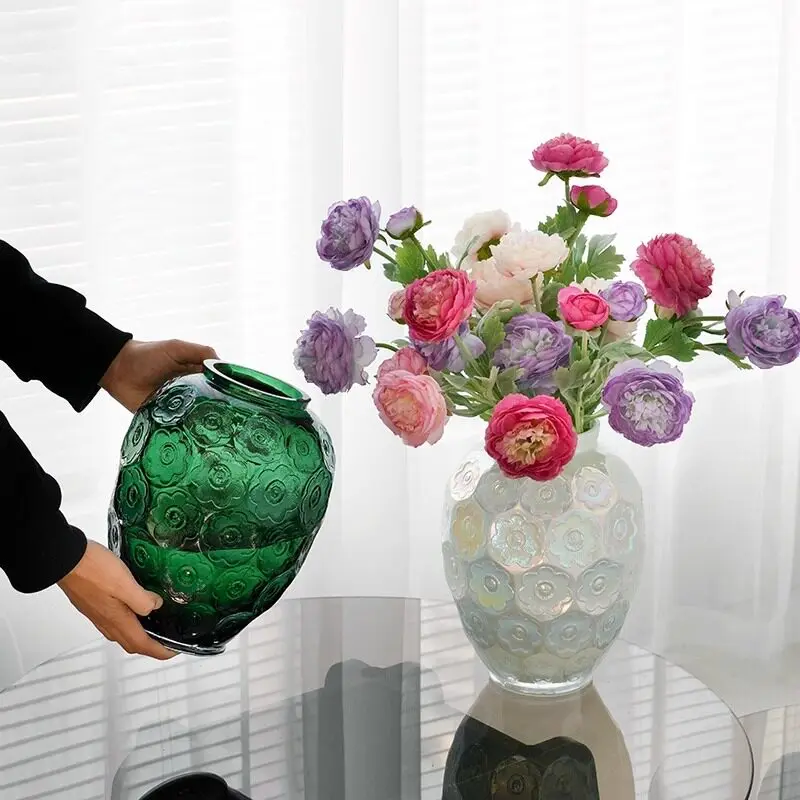 

Lily French relief vase art crystal glass living room flower arrangement decoration high sense