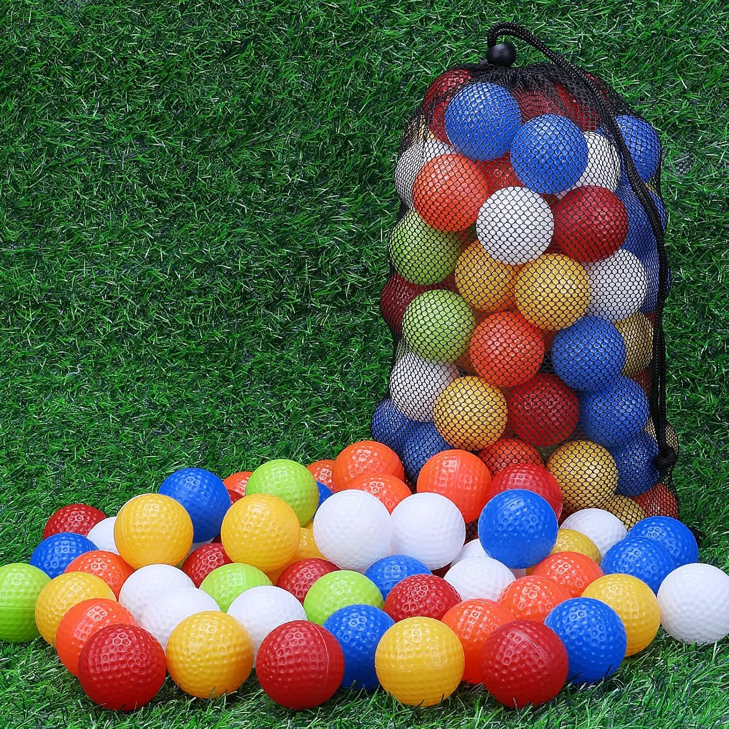 

Practice Golf Balls 42mm Plastic Golf Training Balls with a Bag Hollow Sports Training Used for Various Decorations 100 Pack