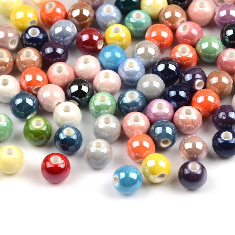 30pcs Round Ceramic Beads 6mm Mix Colors For Jewelry Making Bracelet Necklace Earring DIY Hole Beads Accessoires