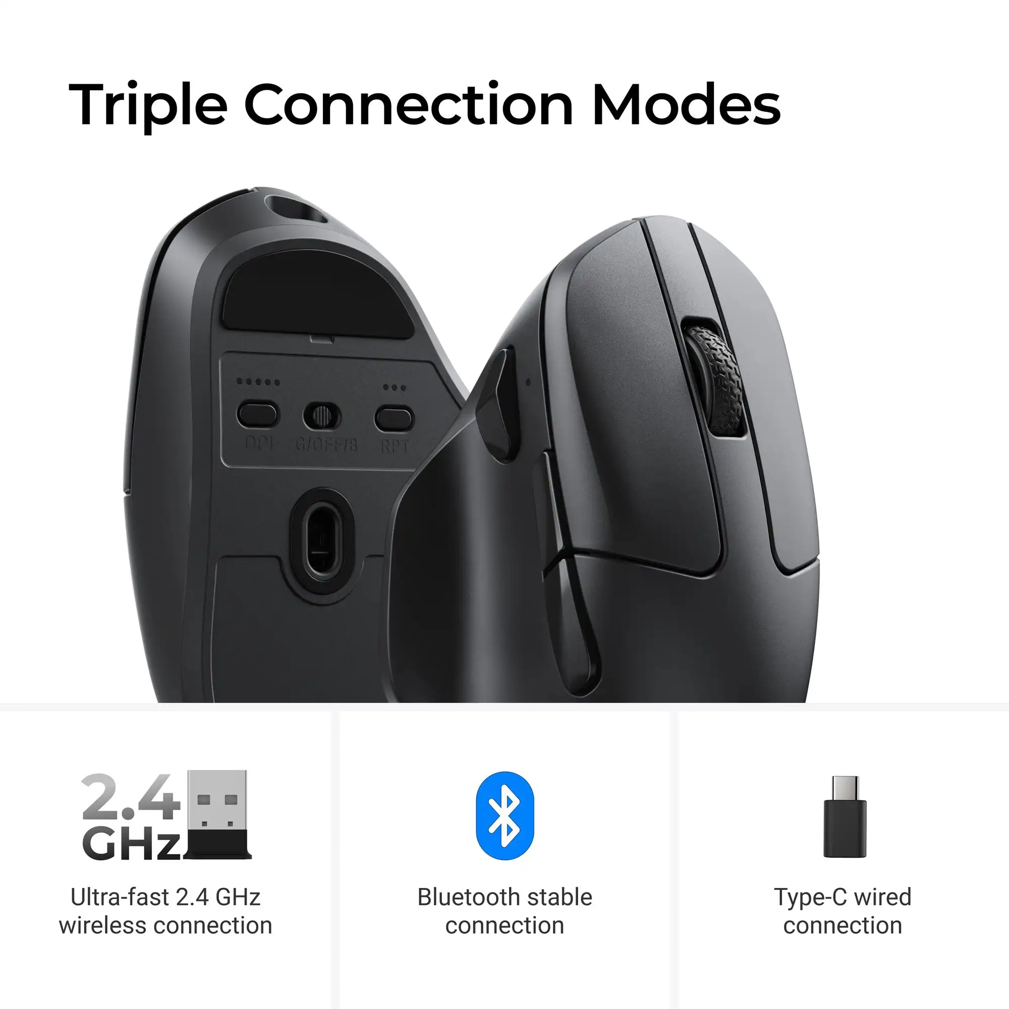Keychron M7 Wireless Optical Mouse 2.4GHz & Bluetooth & Type-C Mice Lightweight Ergonomic Design