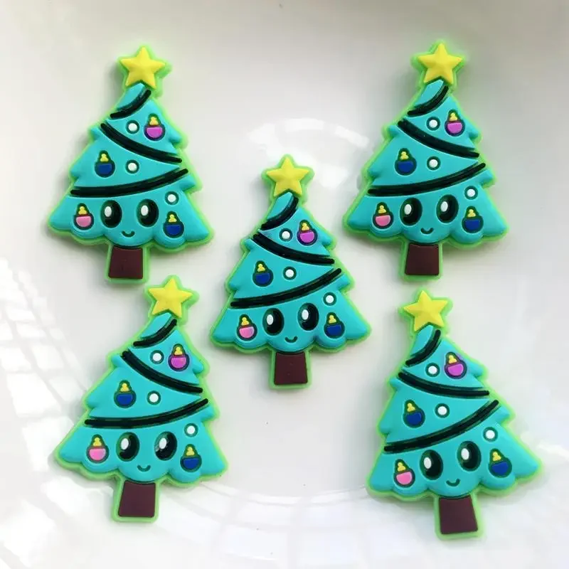 15pcs Christmas Tree PVC flat back DIY Christmas gifts embellishments /scrapbook ornaments