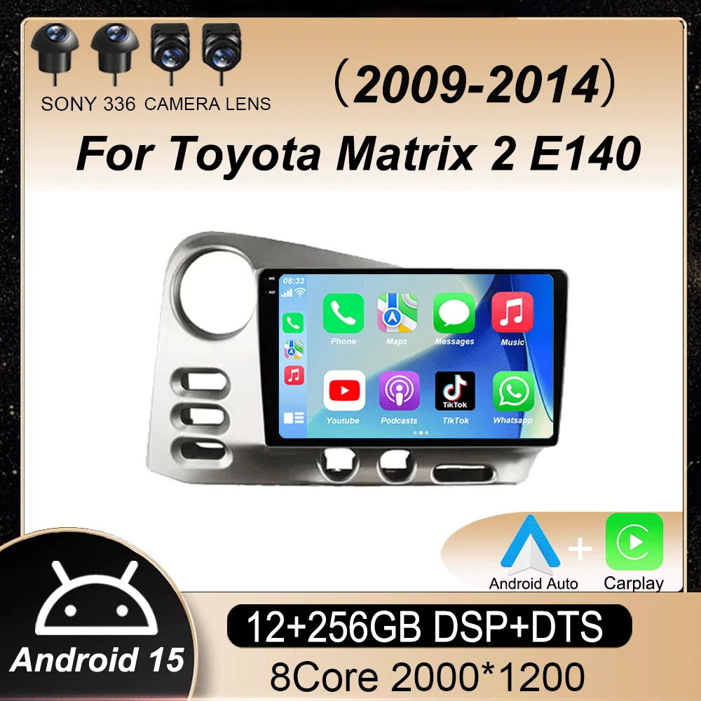 

Android 15 для Toyota Matrix 2 E140 2009-2014 для Toyota Corolla Matrix E140 2003-2008 Мультимедийная навигация Видео Авторадио