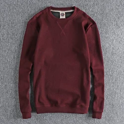 Autumn and Winter Long Sleeve O-neck Velvet Striped T-shirt Bottoming Shirt for Men's Simple Pure Cotton Washed Comfortable Tops