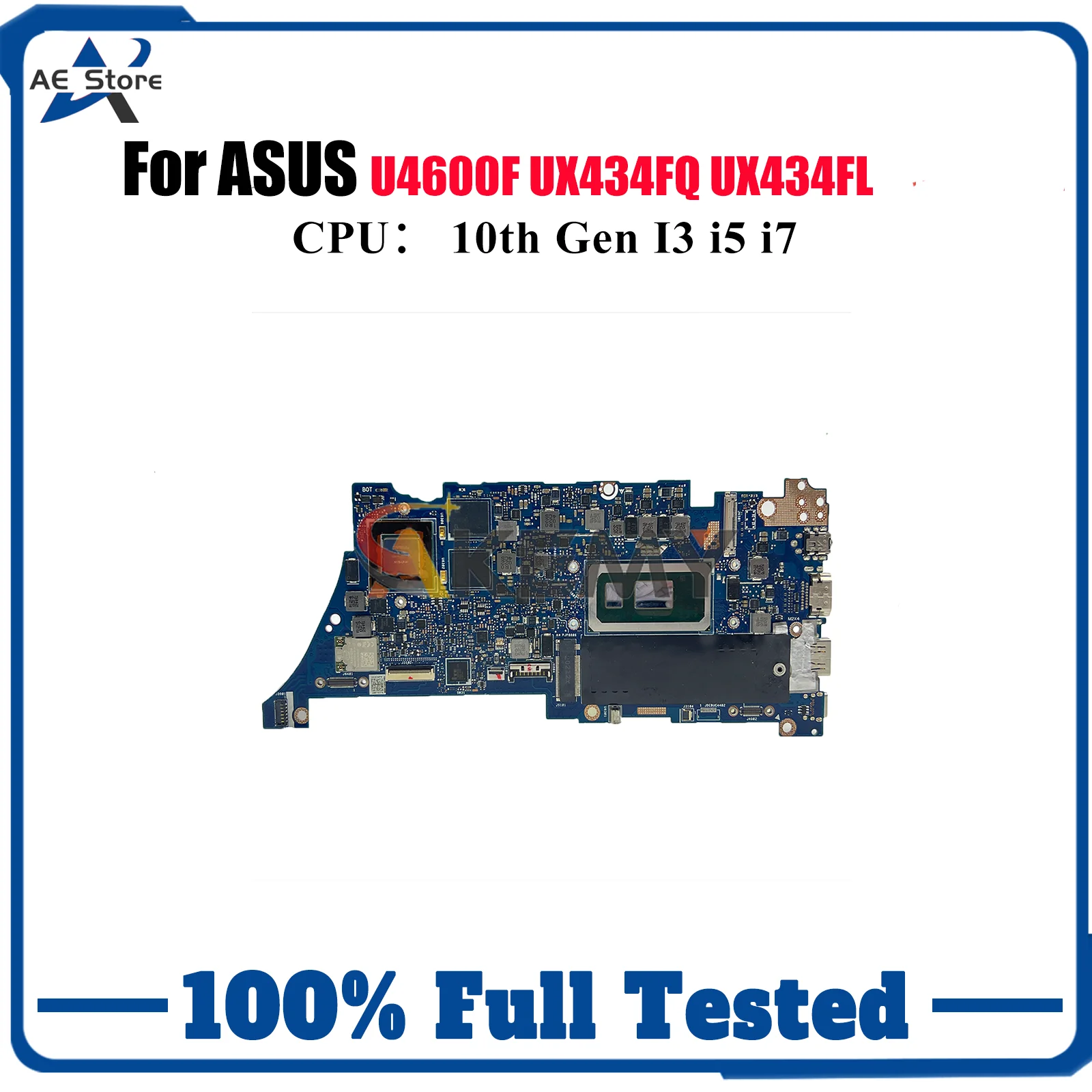 

UX434FQ Laptop Motherboard For ASUS ZenBook U4600F UX434FL UX434F Notebook Mainboard With 10th Gen I3 i5 i7 100% tests OK stk