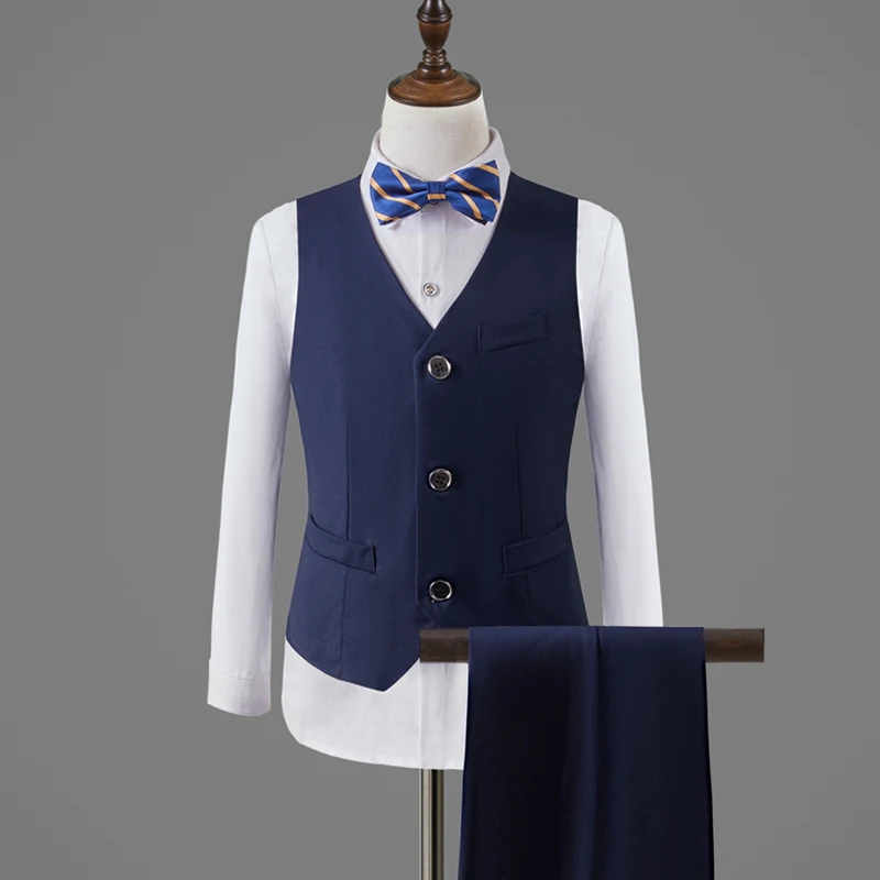 Children Formal Jacket Vest Pants Bowtie 4PCS Performance Photograph Suit Boys Wedding Dress Gentleman Kids Ceremony Costume