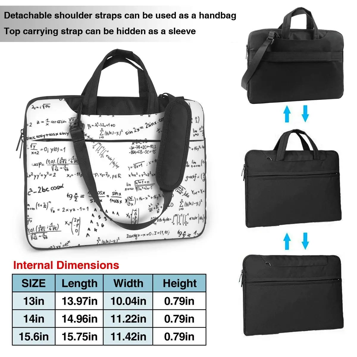 Math Formula Laptop Bag formula Shockproof For Macbook Air Pro Xiaomi Asus Sleeve Case 13 14 15 15.6 Kawaii Pouch