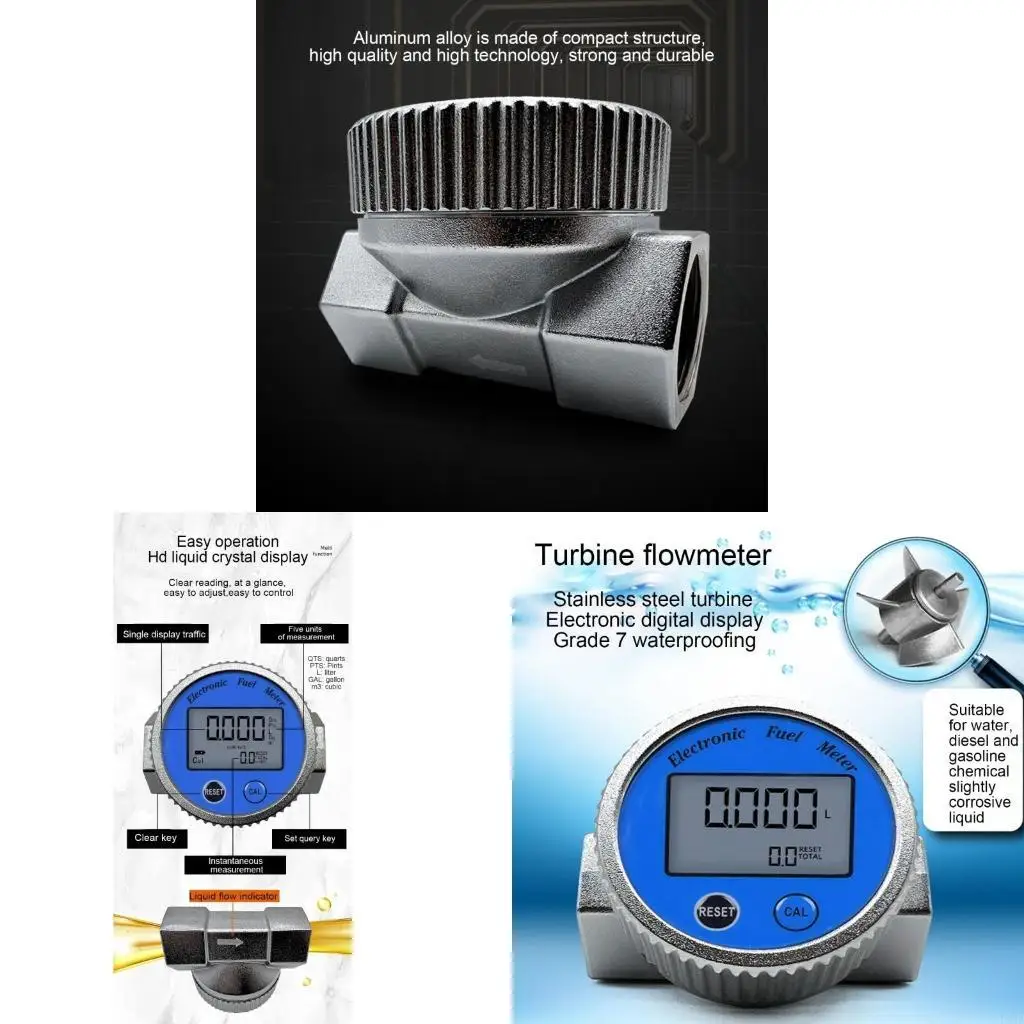 

L43A Счетчик топлива FullSeal Цифровой дисплей Турбины Расходомер топлива Водонепроницаемый 2 размера