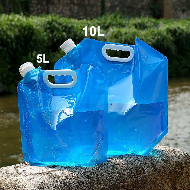 2pc 5L/10L Outdoor Water Bags Foldable Water Container Portable Folding Water Bucket Camping Picnic BBQ Emergency Water Tank Can