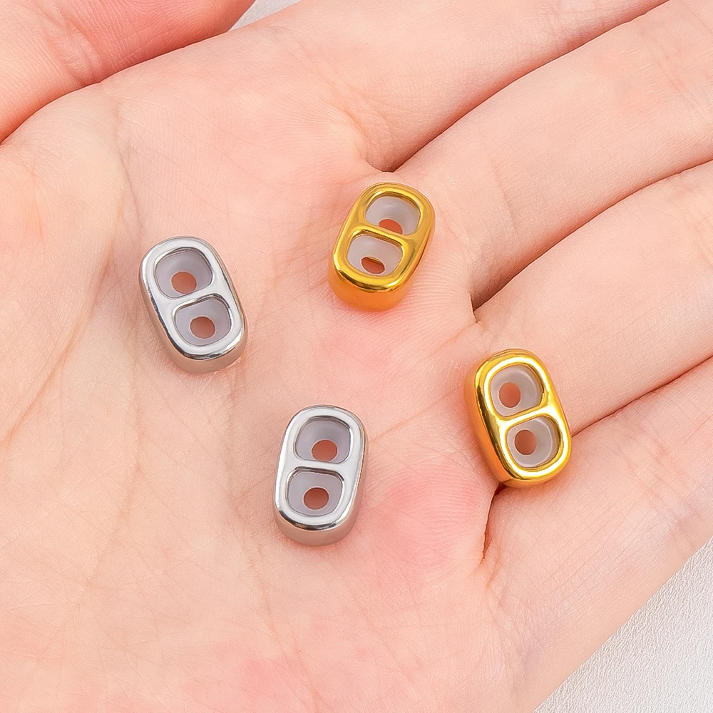 5pcs PVD Stainless Steel Stopper Spacer Beads Non-slip Silicone Ring Double Hole Adjustment End Cap DIY Bracelets Jewelry Making