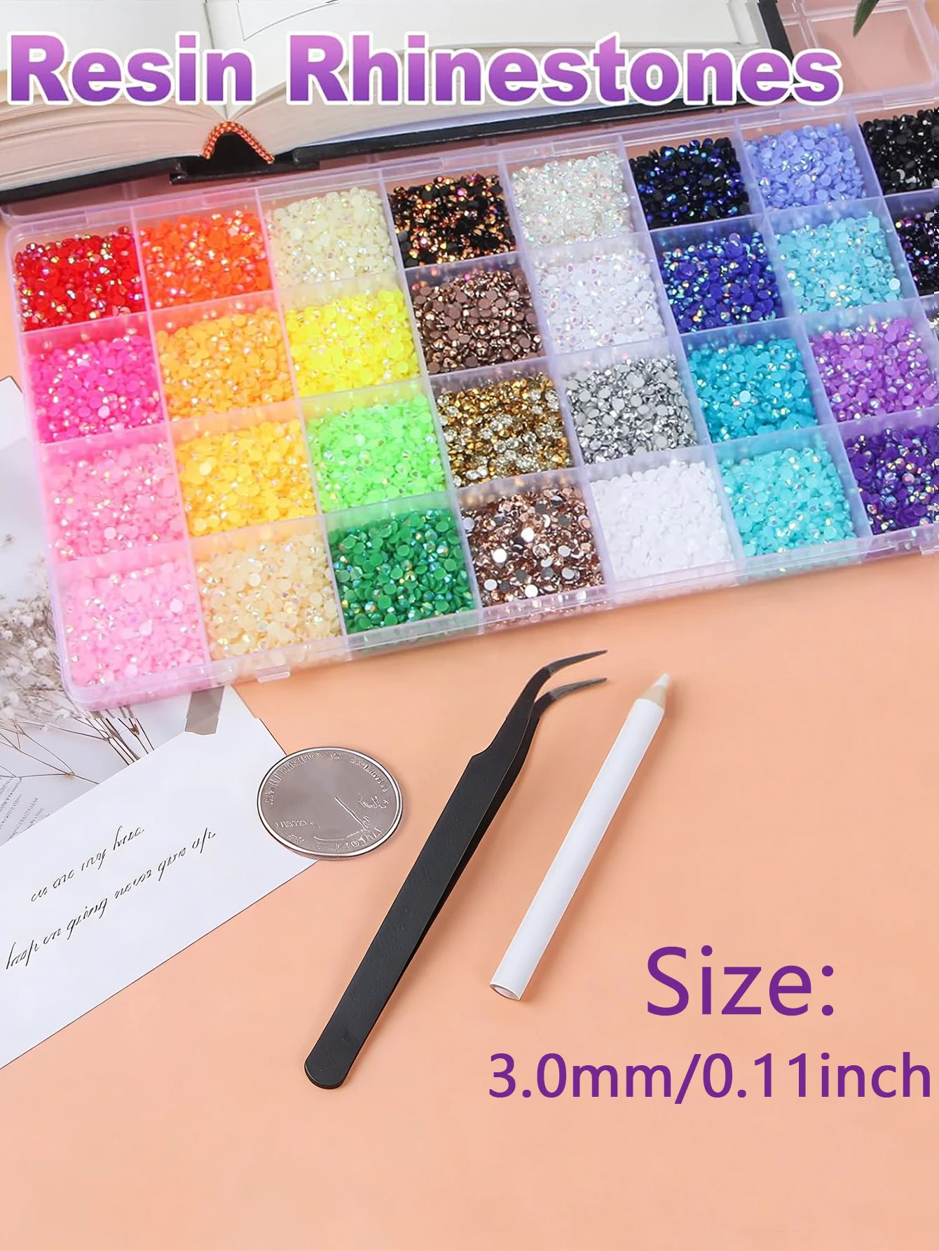 38000 Pcs Resin Jelly Rhinestones Kit, 48 Colors 3mm Flatback Rhinestones with Tools, All-in-One Bedazzling Kit for DIY Arts