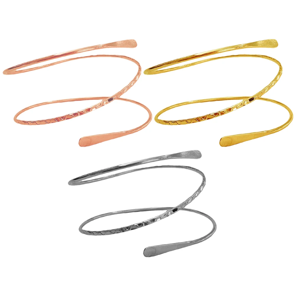 

3Pcs Metal Ring Hand Decoration Cuff Ladies Bracelet Bangles Women Adjustable Rose Gold Silver Gold Arm Jewelry Upper Arm Cuff